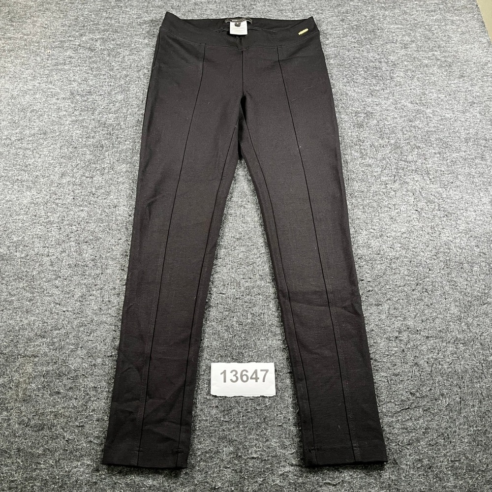 BCBGMAXAZRIA Leggings Women Large Black Excellent Pintuck Seam Ponte Pants
